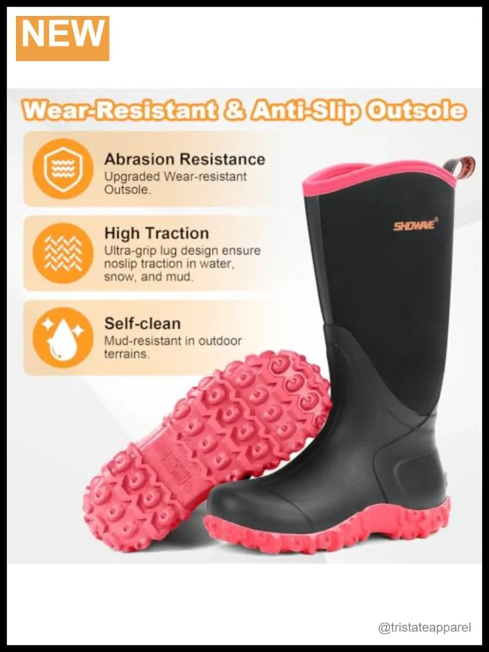 Women's Waterproof Rain Boots Insulated Neoprene Lining Knee-High Farm Boots